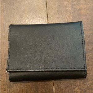 Black Genuine Leather Trifold Billfold Wallet 💴